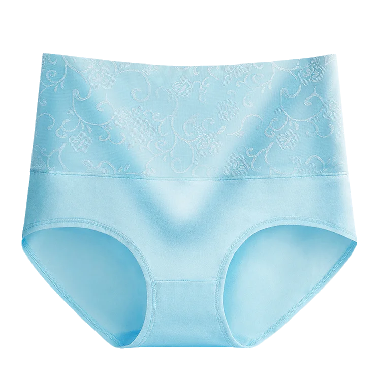 Plus Size Women's Cotton Underwear High Waisted Tummy Control Panties Full Coverage Briefs Jacquard Ladies Panty 3 Pack