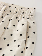 Black Polka Dot Linen Pants Women Wide Leg Summer Trousers Baggy For Ladies White Oversize Cotton Linen Pants Woman Wide