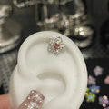 1PCS Cute Colorful Rhinestone Flower Love Heart Butterfly Stainless Steel Ear Bone Nail  Earrings
