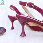New Nigerian Best Selling Handmade Garland Gag and Shoes Fashionable Elegant Pointed Toe Women's Pumps Crystal Handle Clutch