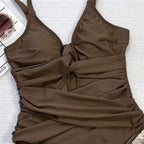 Tan girl Cross Bandage one piece swimsuit