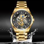 LIGE New Men Watch Skeleton Quartz Wristwatch Gold Skeleton Retro Man Watch Top Brand Luxury Clock Mens Watches Reloj Hombre