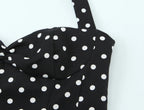2026 Women New Fashion Suit Sexy Sleeveless Backless Polka Dot Halter Slim Short Top+Side Zipper Casual Short Skirts
