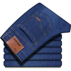 Men's Soft Straight Denim Pants 2025 Autumn Classic Business Black Biker Jeans Overalls Masculino Pantalone Hombre Mannen Homme