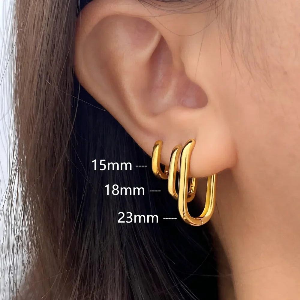Minimalist Huggie Square Hoop Earrings