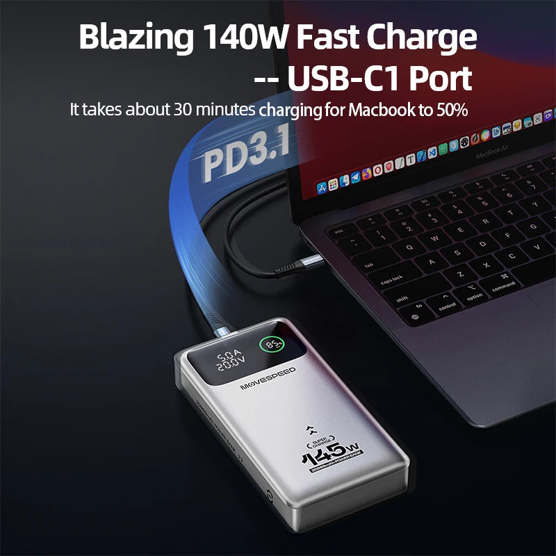 MOVESPEED M25Pro 140W Power Bank 25000mAh PD3.1 Fast Charge Portable External Battery 100W Powerbank for MacBook Notebook Laptop
