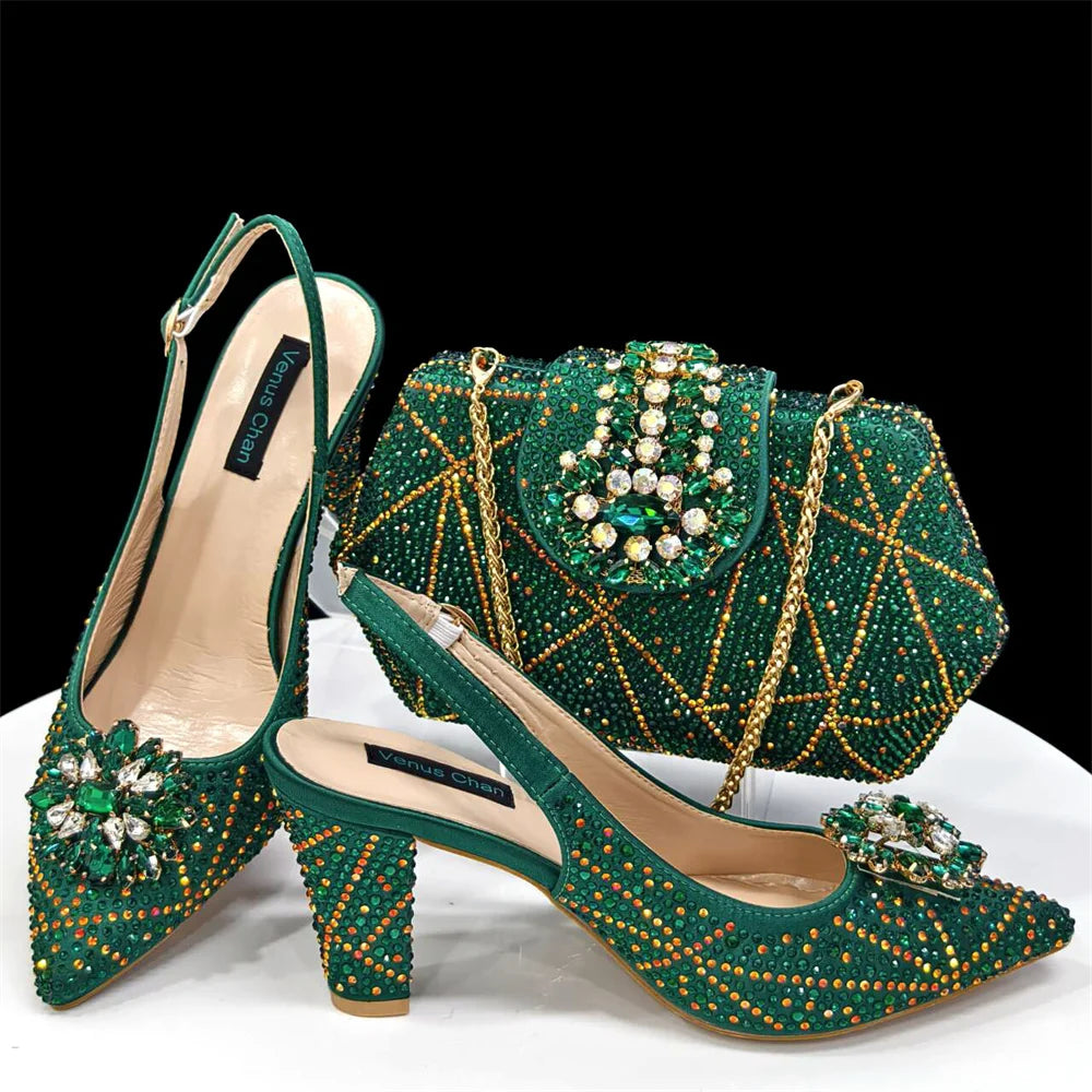 Lastest Italian Style Ladies Shoes with Matching Bag Set HDF1-38