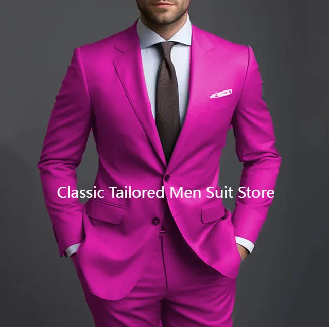 Grey Men Suits Formal Business Notched Lapel Groom Wedding Suits For Men 2 Pieces Slim Fit Tuxedos Blazer Pants Trajes De Hombre