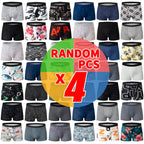 4/5Pcs European and American Size MEN'S Printed Fashion Boyshort Comfortable MEN'S Waist plus Size Underwear Sexy Swimming Trunk