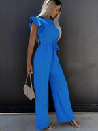 Summer Short Sleeve Wide Leg Jumpsuit for Women Elegant Romper Vintage Streetwear Jumpsuits Overalls Women Jump Suit Woman