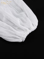 Clacive Fashion White Cotton Woman Blouse 2024 Elegant Stand Collar Puff Sleeve Shirts Casaul Classic Blusa Tops Female Clothing