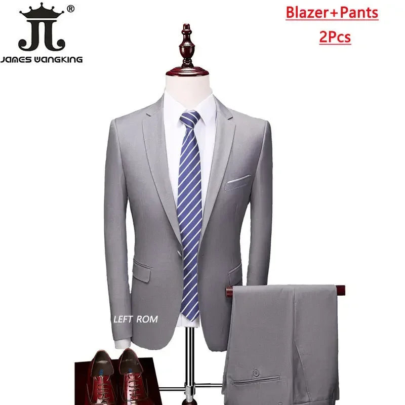 Men's Formal Slim Fit Suit Set, 2- or 3-Piece, M-6XL