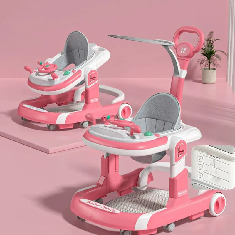 5 in 1 Baby Infant Walker Anti-Rollover Walker with Learning Toy for Infants anti-rollover Multifunctional Without Battery