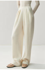 New Women's 100% Cashmere Knitted Thick Pants Autumn Winter Comfortable Skin Friendly Wide-leg Pants Solid Color Casual Clothing
