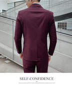 Suit Upgrade the new fabric Men's Business Gentleman Fashion Slim Work Solid Color Plus Size Fair Dress Wedding Best Man Suit