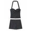 2026 Women New Fashion Suit Sexy Sleeveless Backless Polka Dot Halter Slim Short Top+Side Zipper Casual Short Skirts