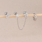 3PCS Zircon Flower Ear Stud Earrings