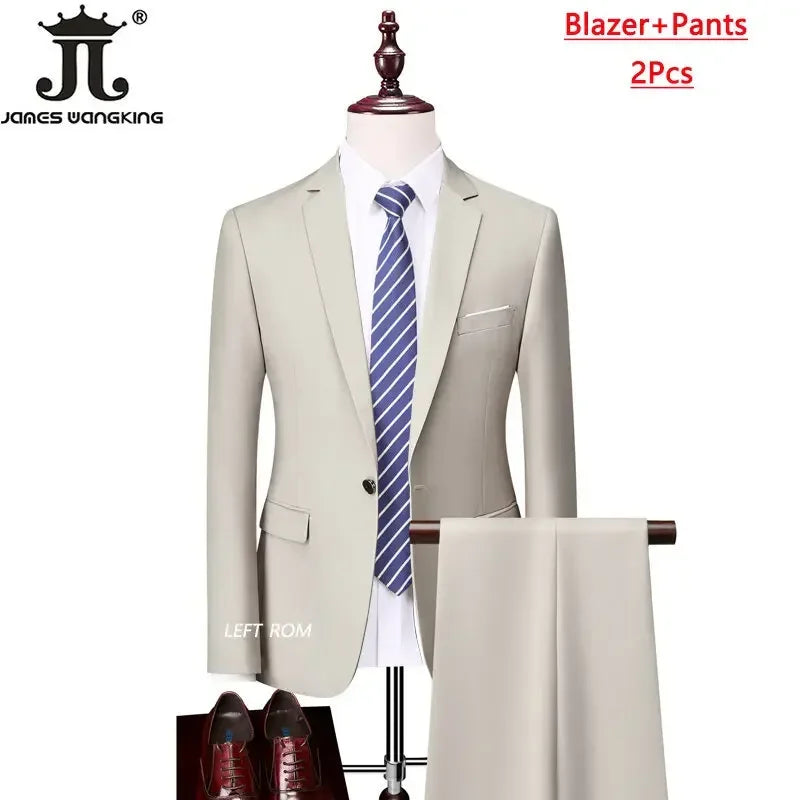 Men's Formal Slim Fit Suit Set, 2- or 3-Piece, M-6XL