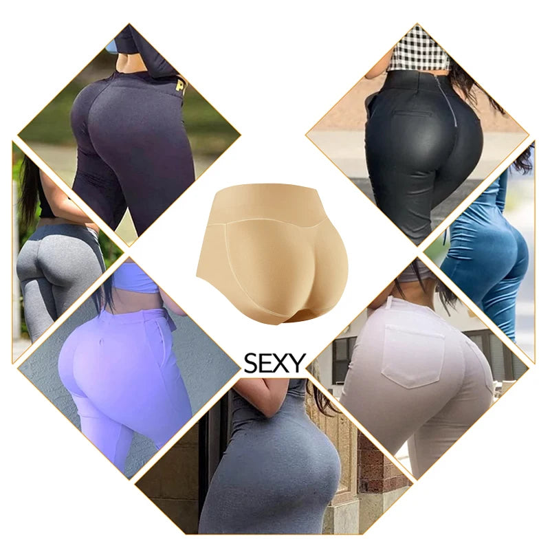 Women Body Shaper Buttocks Padded Panties Mid-Waist Hip Pad Fake Butt Lifter Underwear With Filling
