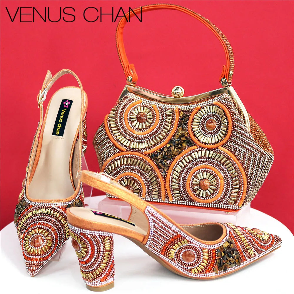 Popularity Italian Women's Pointed Shoes And Bag Set GFD453