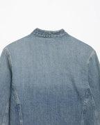 2026 New Women Denim 2 Piece Set Streetwear Button Decorated Stand Collar Cropped Jacket + Low Waist Shorts Y2K Outfi