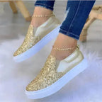 Glitter Moccasin Loafers for Women – Rose Gold, Black & Gold Styles