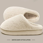 Plush Faux Fur Slippers with Slip-Resistant Soles for Winter