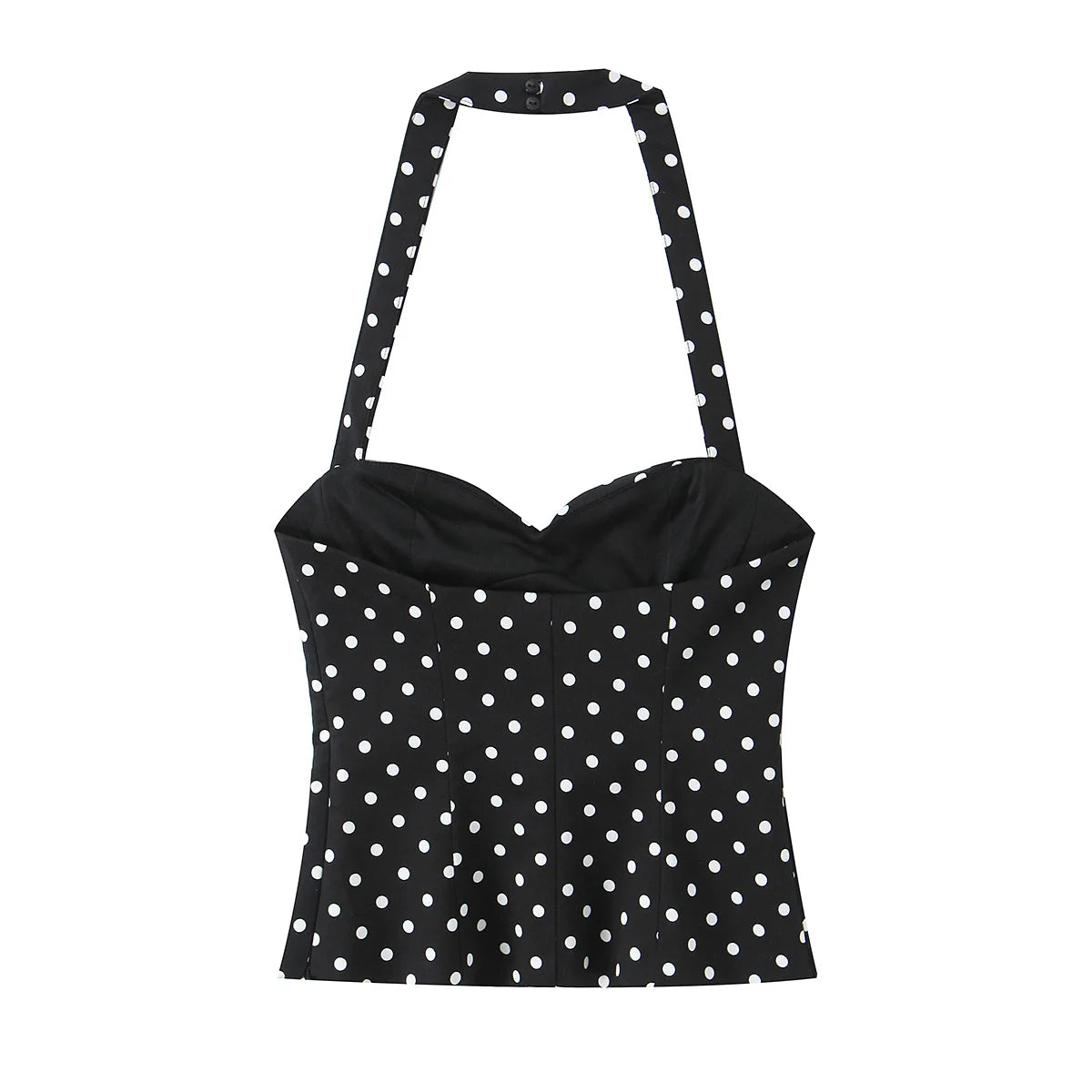 2026 Women New Fashion Suit Sexy Sleeveless Backless Polka Dot Halter Slim Short Top+Side Zipper Casual Short Skirts