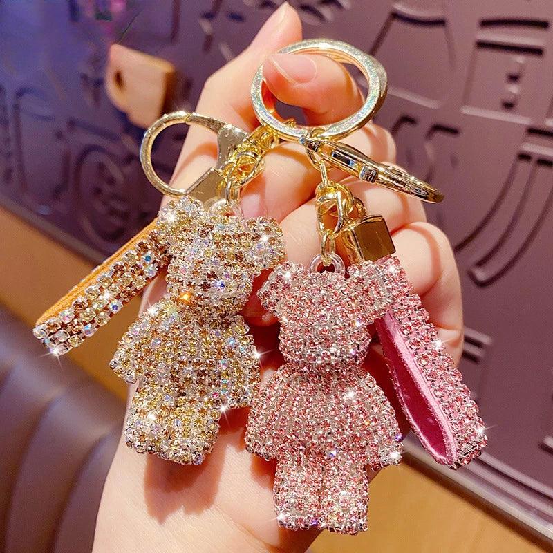 Rhinestones Bear Keychain