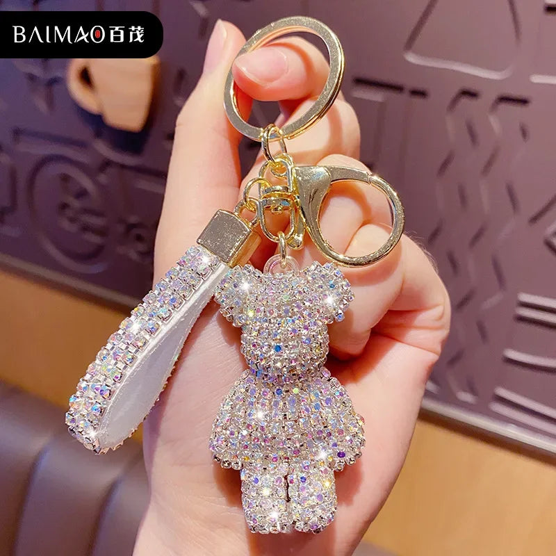 Rhinestones Bear Keychain