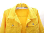 Womens Jean Jacket Cropped Denim Jackets Purple Yellow White Blue Stretchy 3/4 Puff Sleeve Distressed Shacket With Pockets