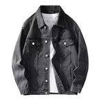Denim Jacket Men  Single Breasted Coats Turn Down Collar Jackets Distressed Washed Outerwear High Street 2025 Spring Pockets