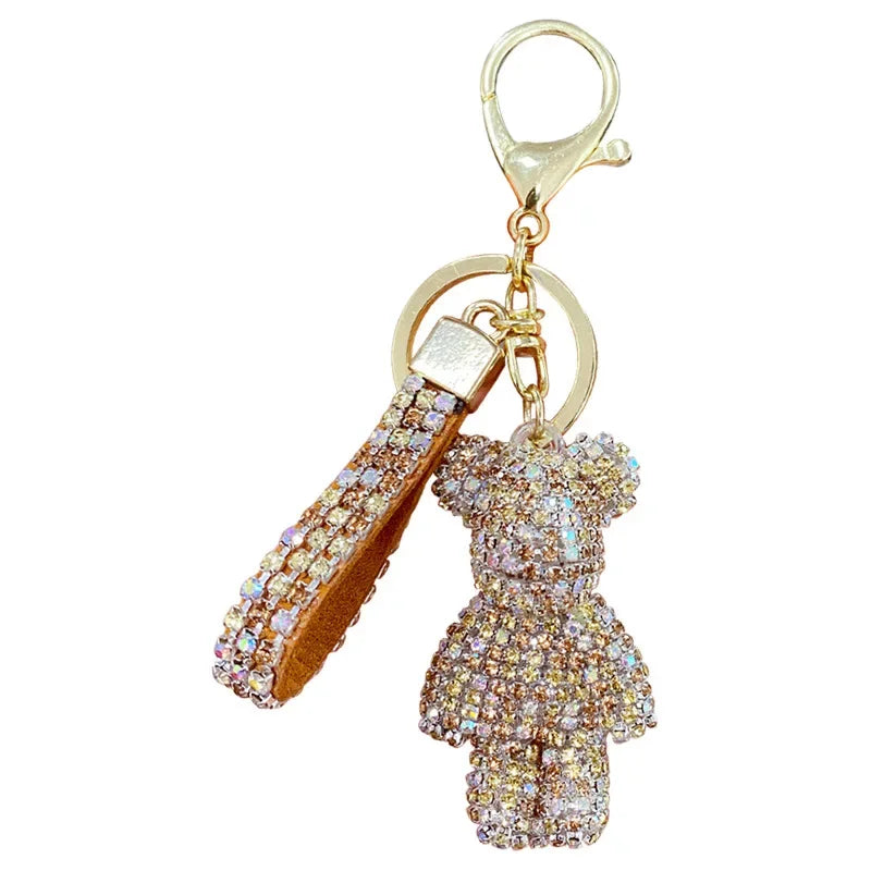 Rhinestones Bear Keychain