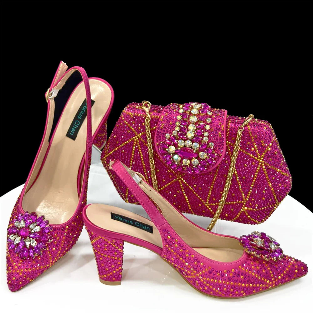 Lastest Italian Style Ladies Shoes with Matching Bag Set HDF1-38