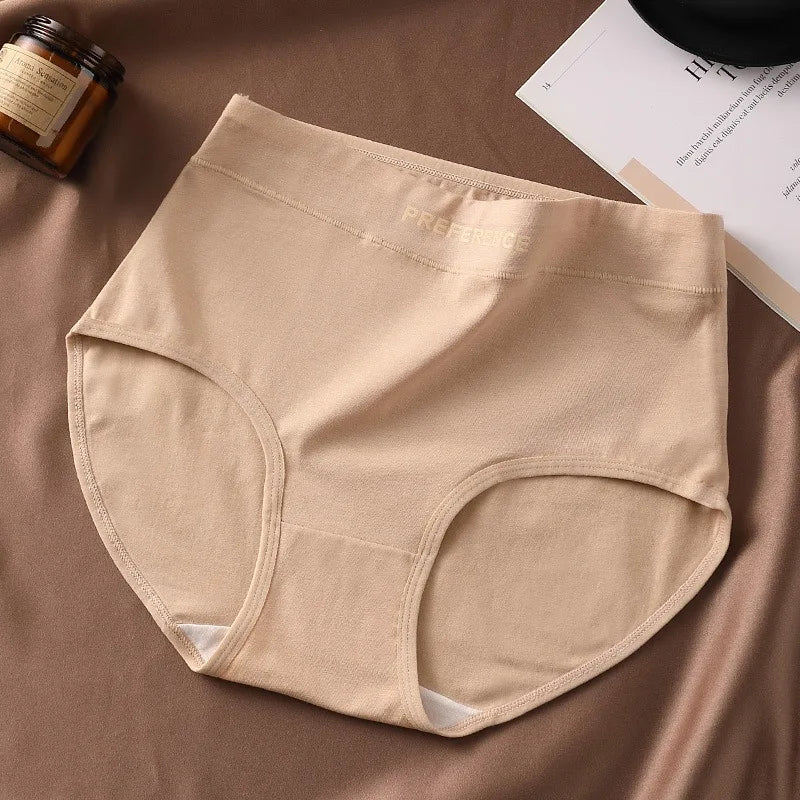 4Pcs/Set Women's High-Waist Cotton Briefs Tummy Control Panties Soft & Breathable Underwear Plus Size Comfort Lingerie M-XXL