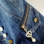 Women Lapel Denim Vest Sleeveless Cropped Jean Waistcoat Jacket with Zipper Pockets