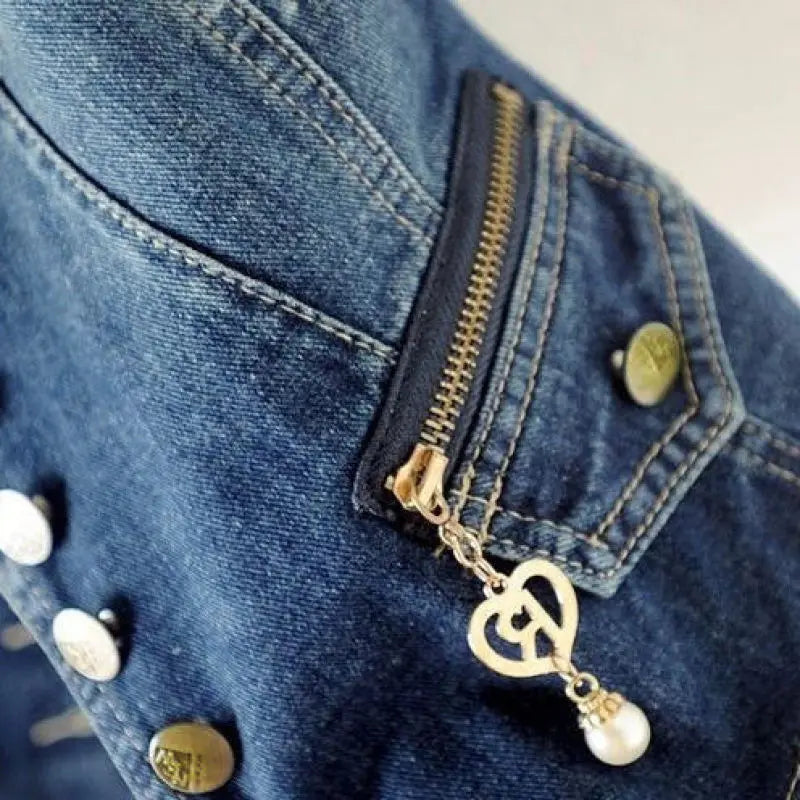 Women Lapel Denim Vest Sleeveless Cropped Jean Waistcoat Jacket with Zipper Pockets