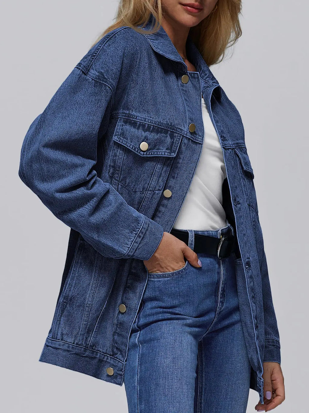 Women's Denim Jacket Denim Long Sleeve Oversized Button Jacket Fashion Jacket Autumn