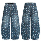 Y2K Vintage Star Print Baggy Jeans Harajuku Unisex Baggy Wide Leg Hip Hop Denim Pants Loose Trendy Casual Trousers 2026 New