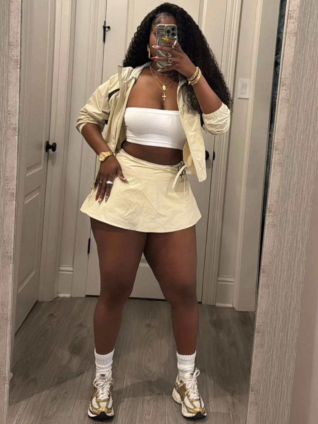FAGADOER Casual Color Block 2 Piece Sets Woman Outfit Drawstring Ruched Patchwork Crop Top and Skirt Matching Female Streetwear