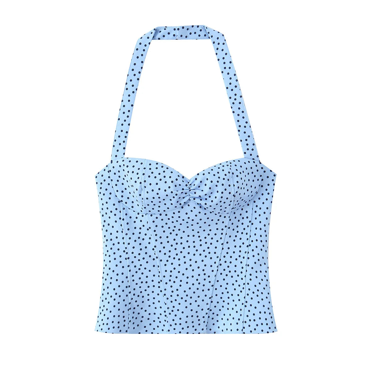 2026 Women New Fashion Suit Sexy Sleeveless Backless Polka Dot Halter Slim Short Top+Side Zipper Casual Short Skirts