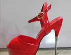 Summer 30cm Metal Thin High Heels Sandals Female Platform Women's Shoes Narrow Band Steel Pipe Dance Buckle SM Stripper Pumps