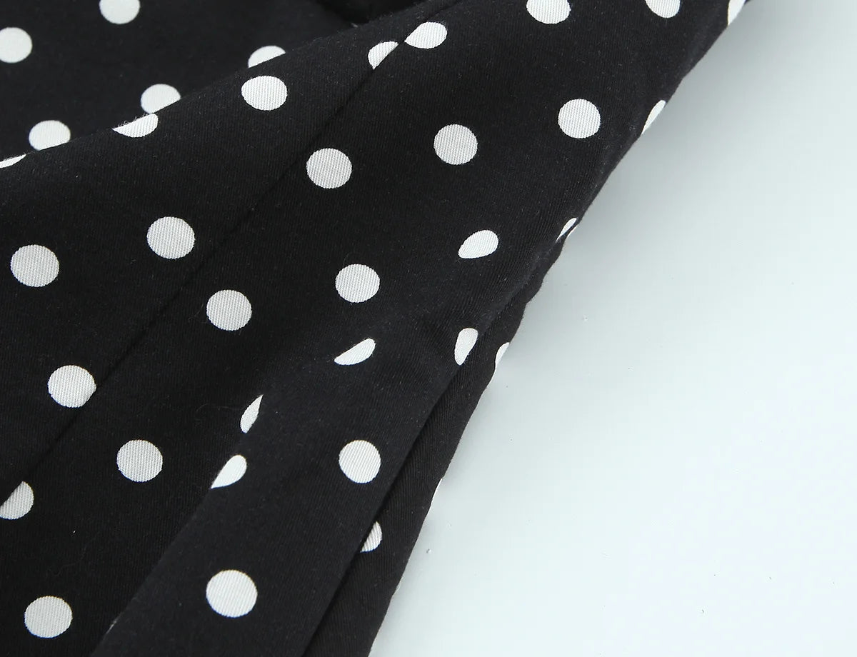 2026 Women New Fashion Suit Sexy Sleeveless Backless Polka Dot Halter Slim Short Top+Side Zipper Casual Short Skirts