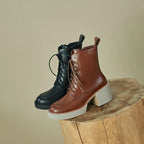 Women's Genuine Leather Platform High Heel Boots