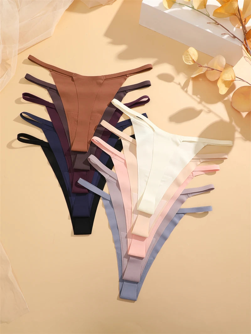 4Pcs Set Seamless Ultra-thin Underwear Women Sexy Thin Belt Panties Women's High Stretch Thongs Girls Breathable G-String Lingerie