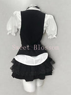 Harajuku Gothic Retro Chic Outfit Women Bubble Sleeve Shirt + Slim Vest + Short Cake Skirt New Vintage Fashion 3 Piece Suit 2025