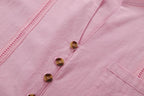 2025 Spring and autumn Cuban style fashion men's shirt trend casual multi-button stand collar loose long sleeve pants beach suit