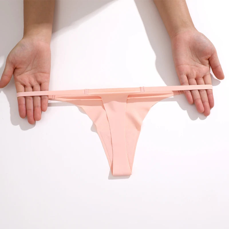 4Pcs Set Seamless Ultra-thin Underwear Women Sexy Thin Belt Panties Women's High Stretch Thongs Girls Breathable G-String Lingerie