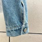 Women's Fitted Washed Denim Jacket, Notched Collar Single-Breasted Hem-Tapered Jacket, High-Quality Jacket, 2026, New Arrival,