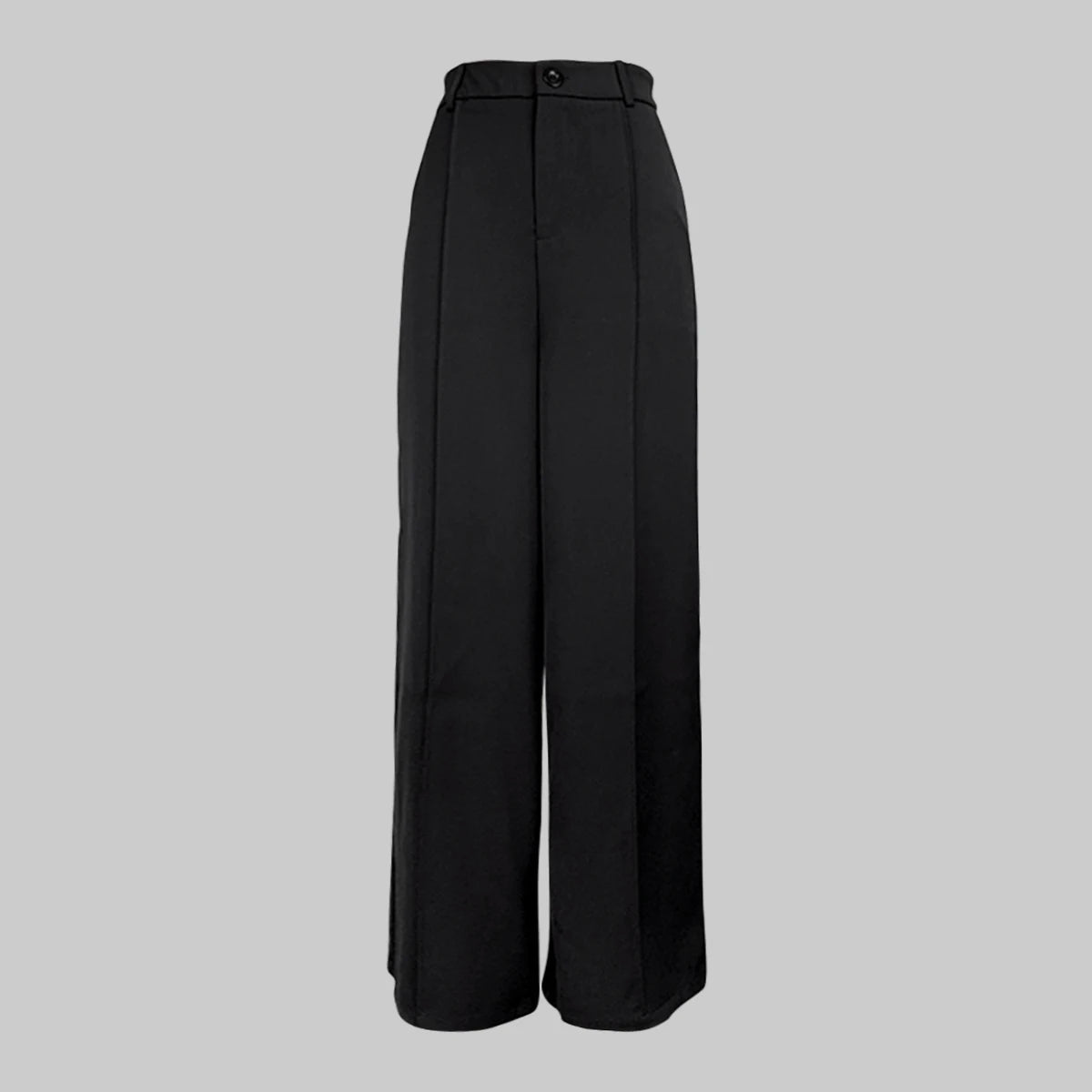 Yeezzi Women's Fashion Simple Solid Color High Waist Wide Leg Pants Loose Urban Casual Office Formal Trousers Bottoms No Belt